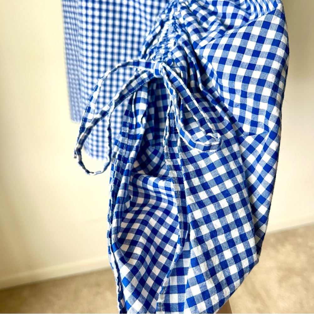 GAP Lightweight Preppy Cotton Gingham Ruched Sleeve Blouse—SZ. Small - Picture 5 of 12